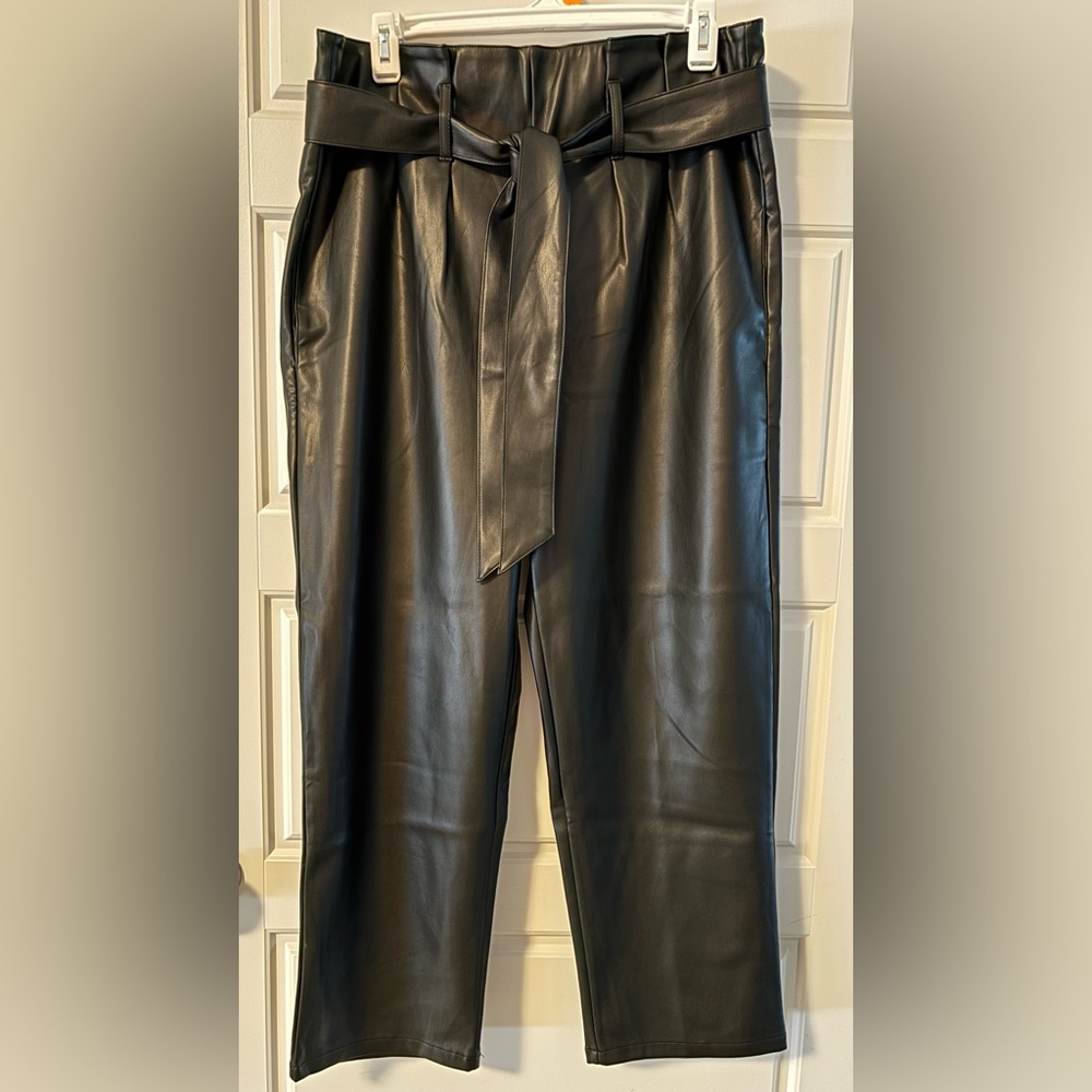 Black Cropped Leather Pants